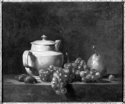 White Teapot with Two Chestnuts, White Grapes and a Pear by Jean Baptiste Simeon Chardin